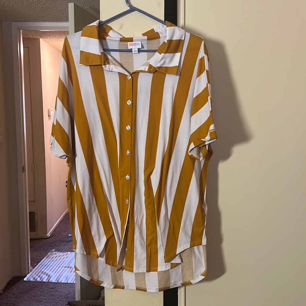 Lularoe striped button up shirt Gently Used